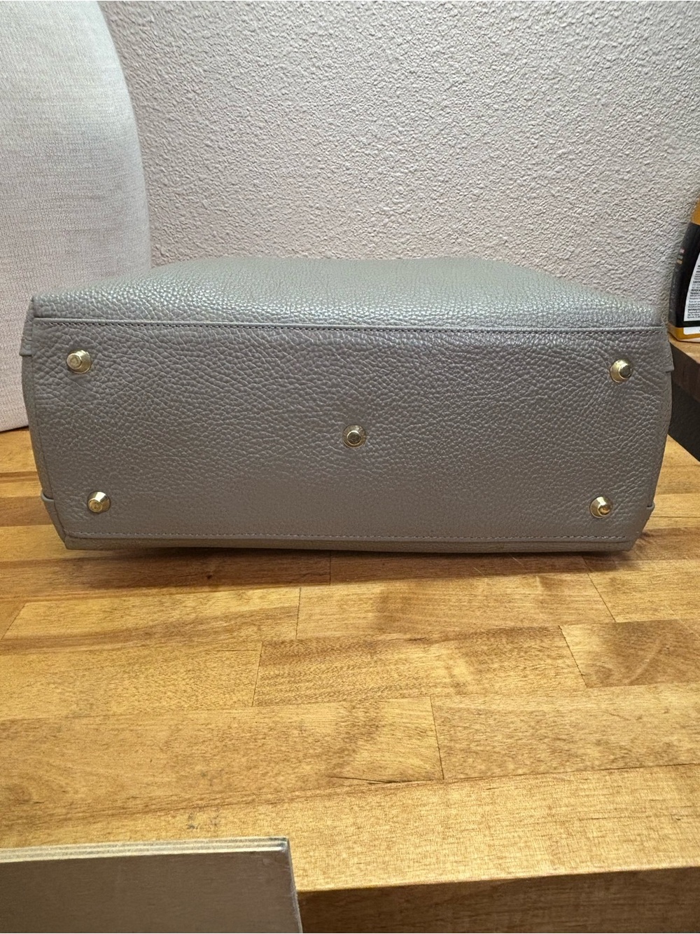Valentina Gray Pebbled Leather Shoulder Bag with Black Strap - Picture 12 of 15